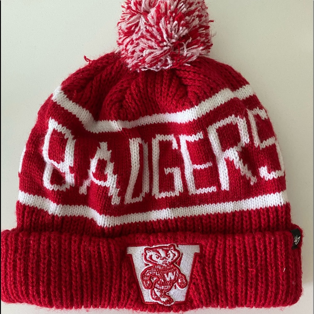 Super cute Univ. of Wisconsin Pom Pom hat.